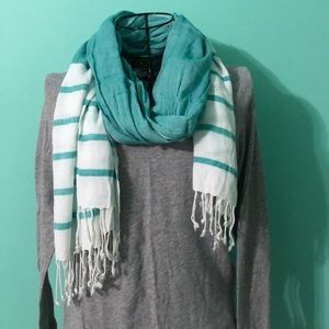 Teal and White Traditional Scarf